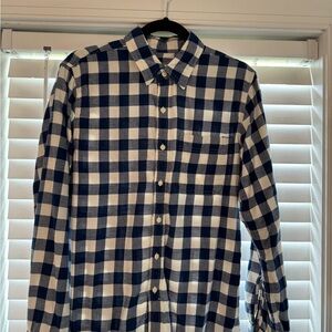 Men's Blue and White Checkered Shirt